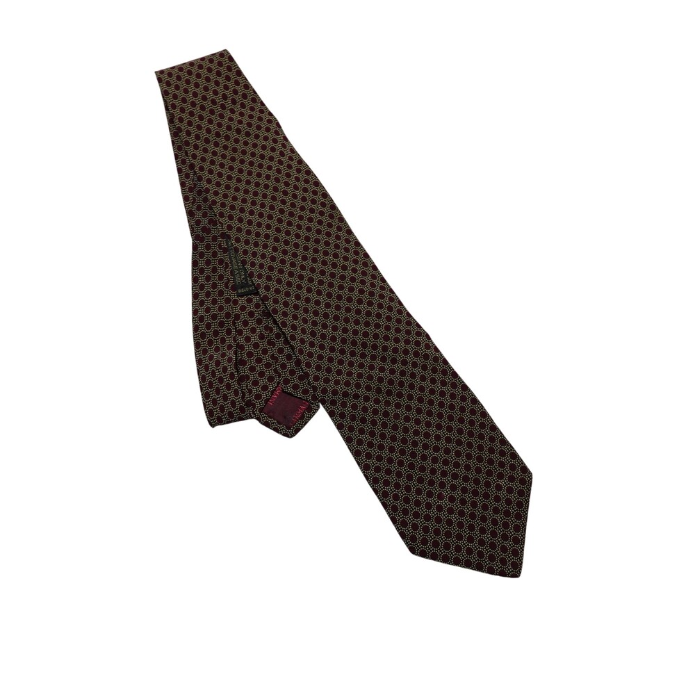 Giorgio Armani Tie Mens One Size Red Polka Dot 100% Silk Woven Made In Italy
